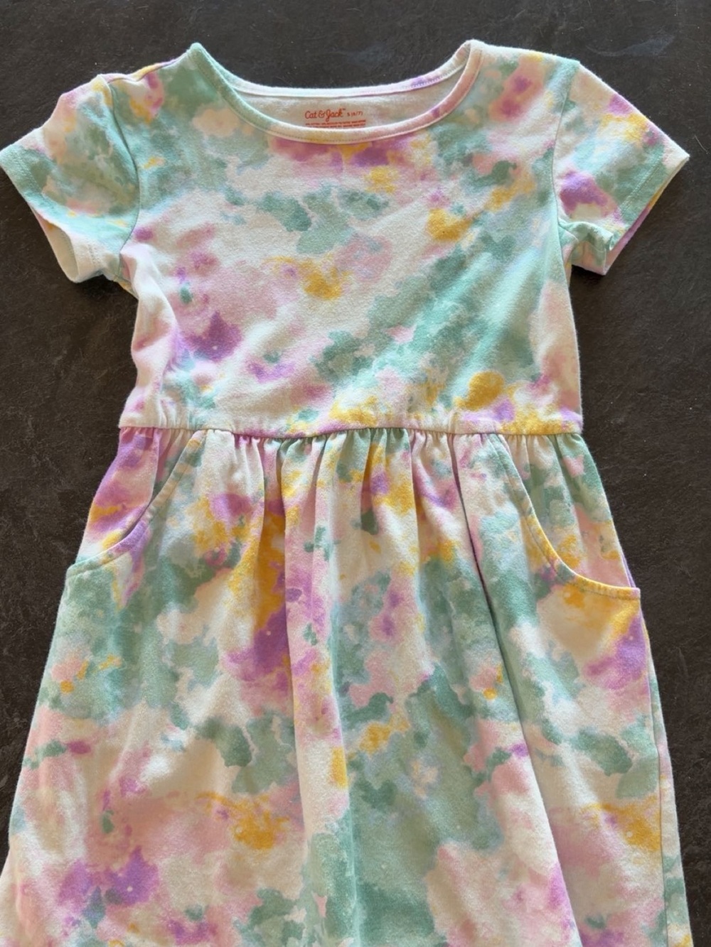 Cat & Jack Pastel Tie-Dye Pocket Dress for Kids - Multi-Color: size small: 6/7